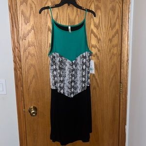 Emerald, Black, and Snake Print Dress, Size 1X, NWT